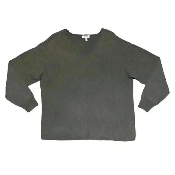 ELLA MOSS Gray Ribbed Oversized V Neck Sweater. Size XL - Picture 1 of 5